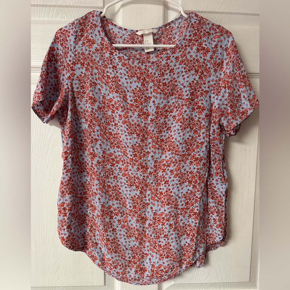H&M Floral Short Sleeve Blouse